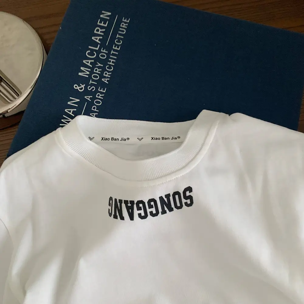 White Letter Printed Cotton T-Shirt for Boys Girls 2025 — feature 5