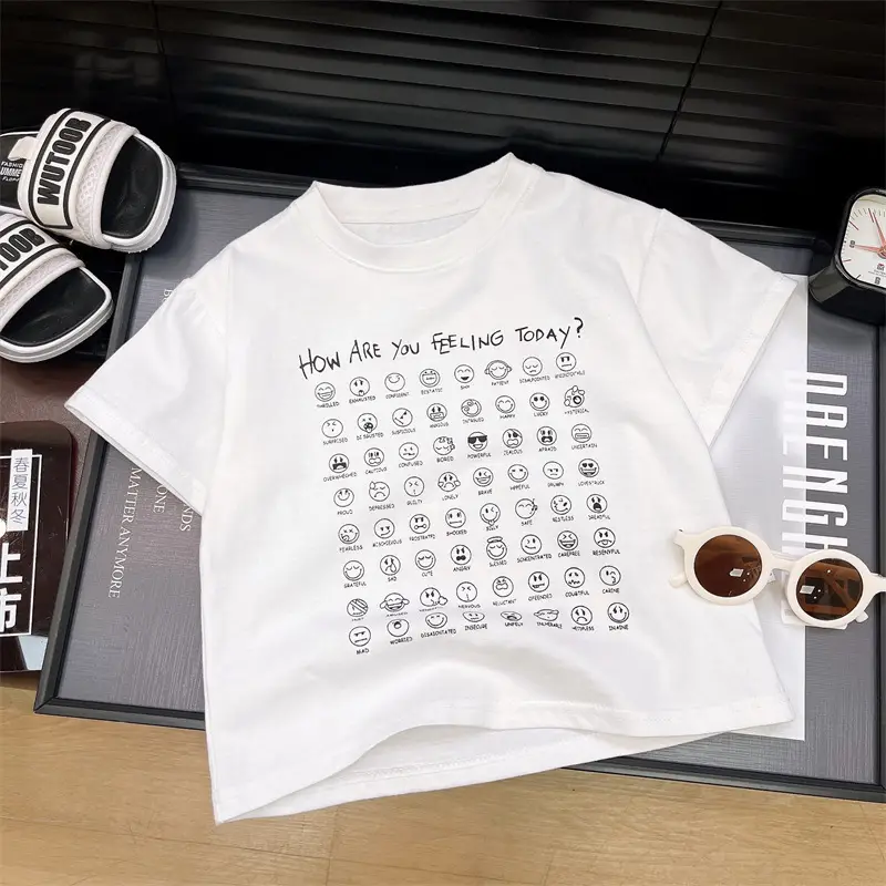 Children's White Graphic T-Shirt Short Sleeve Summer 2025 - Image 9