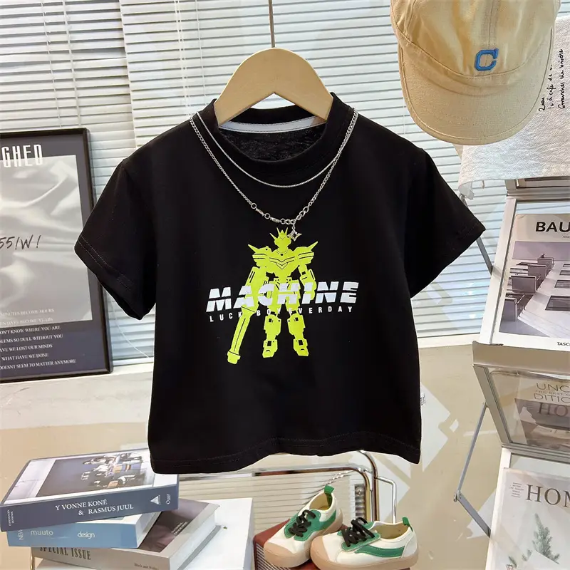 Children's White Graphic T-Shirt Short Sleeve Summer 2025 - Image 6