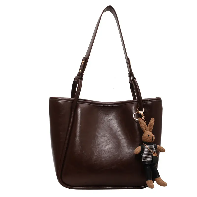 Brown Leather Cross-Body Tote Bag for Women - Image 8
