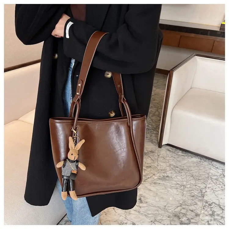 Brown Leather Cross-Body Tote Bag for Women — feature 21
