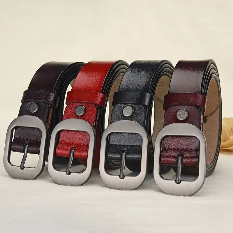 Women's Black Leather Belt with Silver Buckle - Image 8