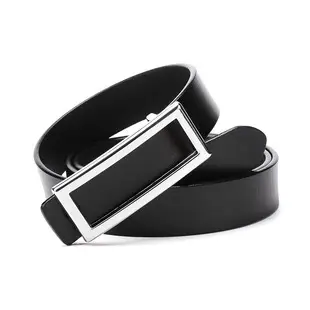 Women's Black Leather Belt with Silver Buckle — feature 11