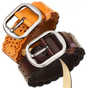 Women's Black Leather Belt with Silver Buckle — feature 12