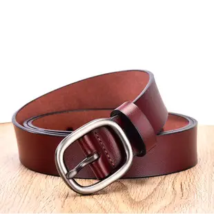 Women's Black Leather Belt with Silver Buckle — feature 2