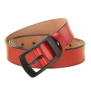 Women's Black Leather Belt with Silver Buckle — feature 3