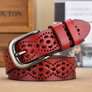 Women's Black Leather Belt with Silver Buckle — feature 4