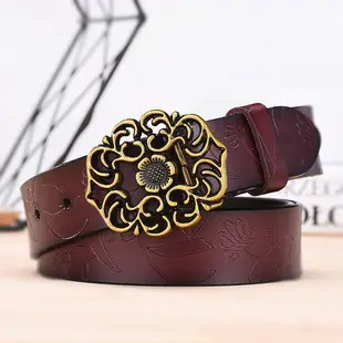 Women's Black Leather Belt with Silver Buckle — feature 8