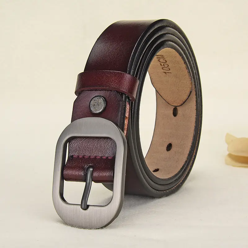 Women's Black Leather Belt with Silver Buckle - Image 5
