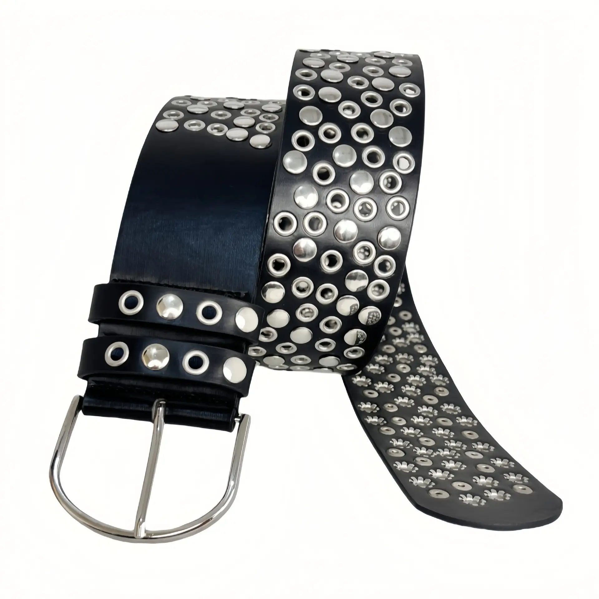 Y2K Punk Wide Belt Air Eye Rivets Gold — feature 4