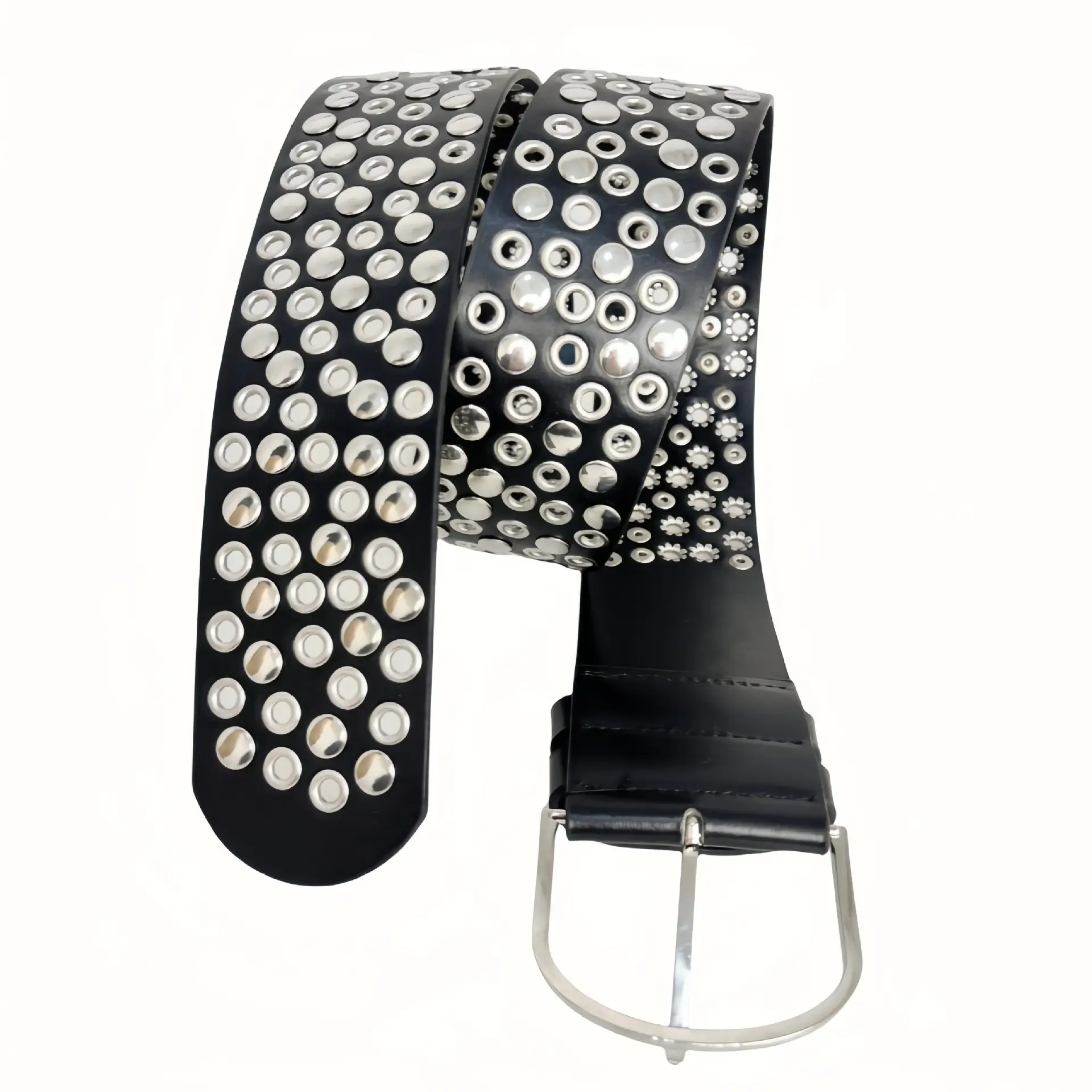 Y2K Punk Wide Belt Air Eye Rivets Gold — feature 5