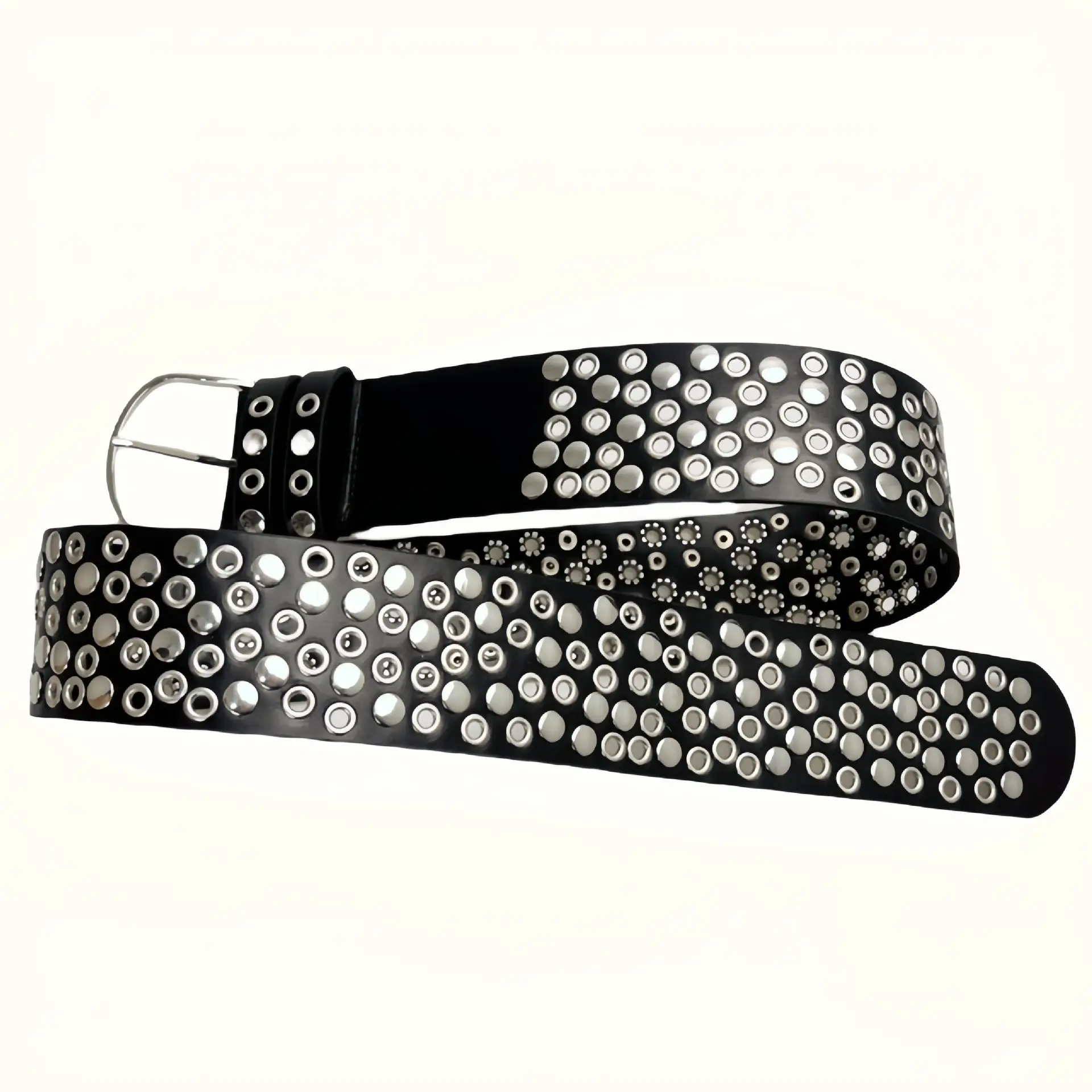 Y2K Punk Wide Belt Air Eye Rivets Gold — feature 6