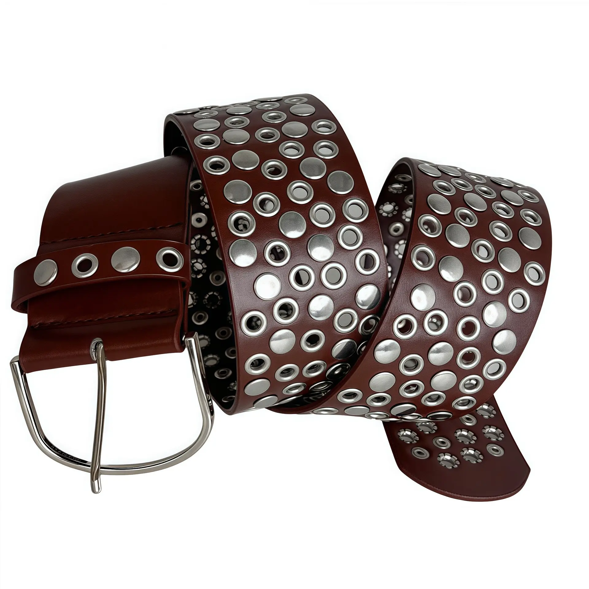 Y2K Punk Wide Belt Air Eye Rivets Gold — feature 8