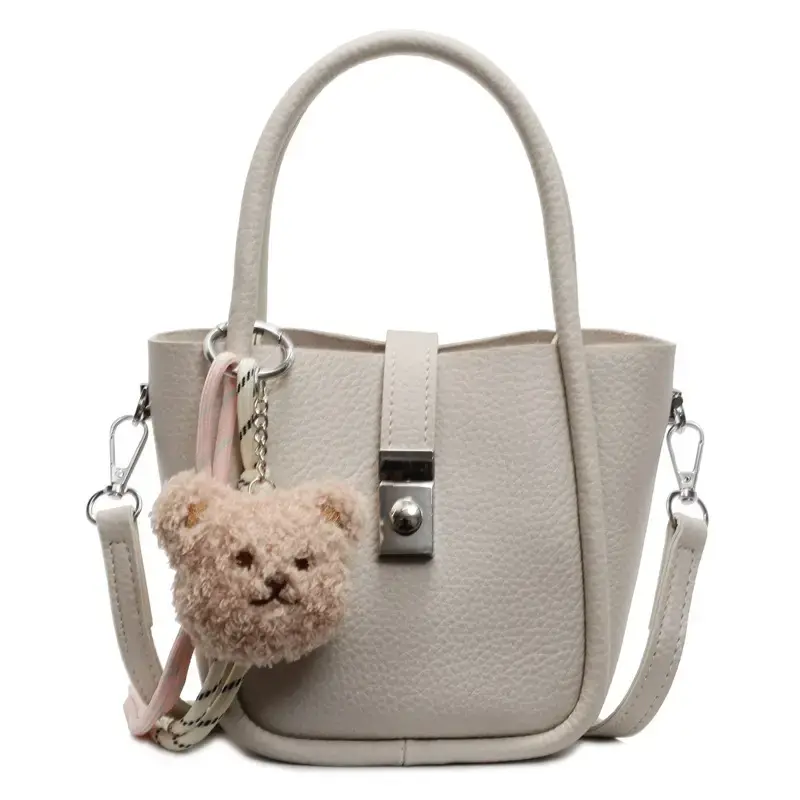 Light Grey Bear Charm Shoulder Bag 2025 - Image 10