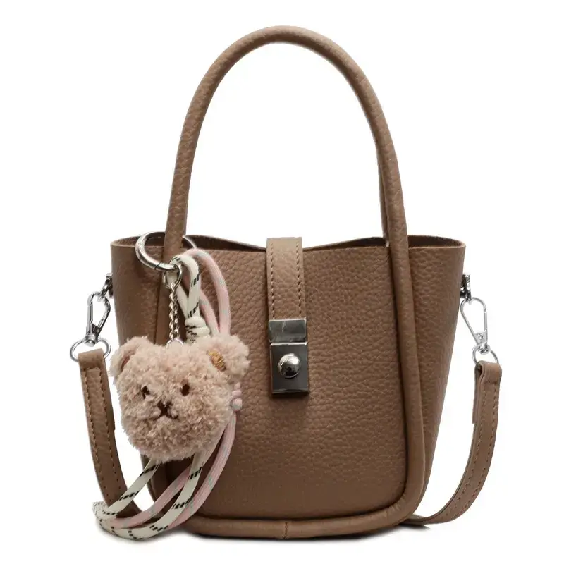 Light Grey Bear Charm Shoulder Bag 2025 - Image 5