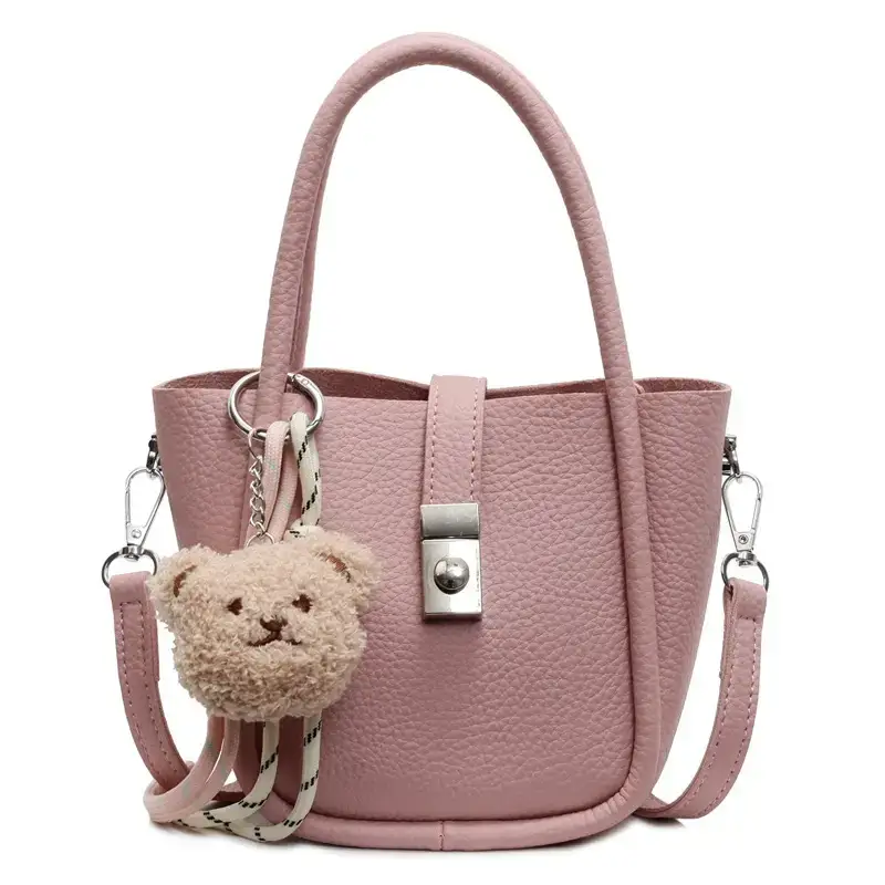 Light Grey Bear Charm Shoulder Bag 2025 - Image 4