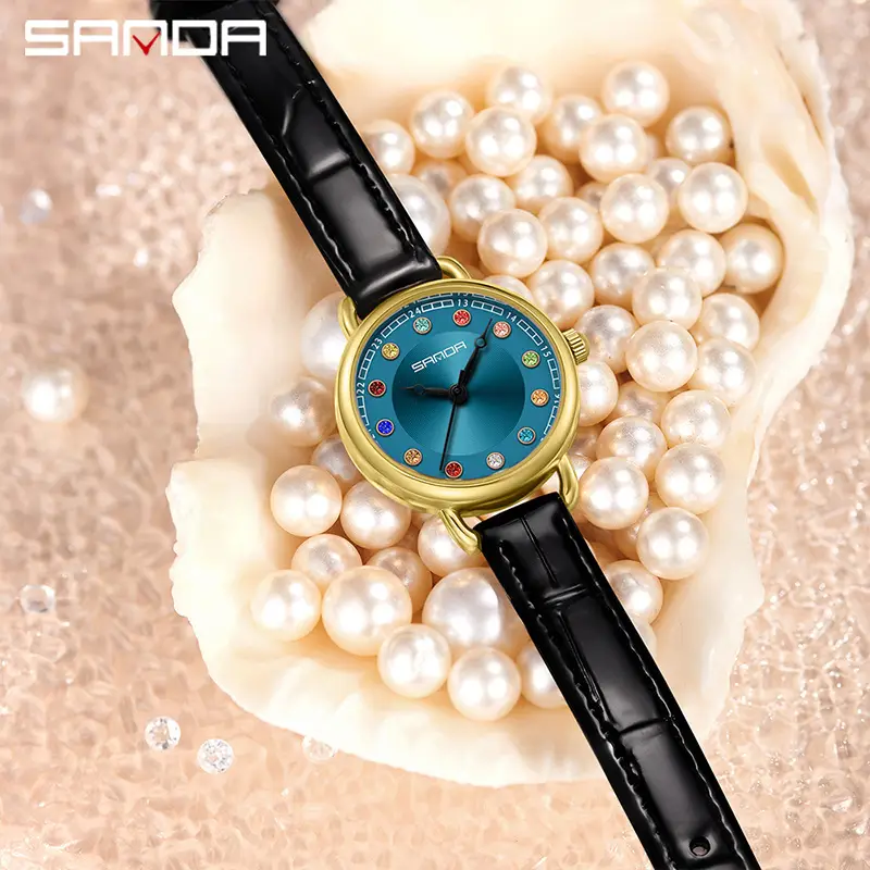 Sanda Diamond Studded Ladies Watch Silver Mesh Band - Image 14