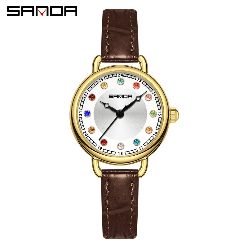Sanda Diamond Studded Ladies Watch Silver Mesh Band - Image 11