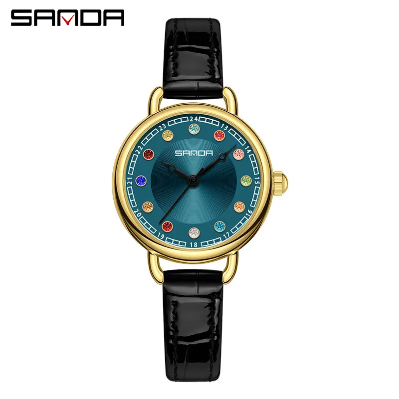 Sanda Diamond Studded Ladies Watch Silver Mesh Band - Image 13