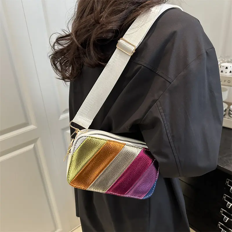 Korean Style Stripe Crossbody Bag for Women