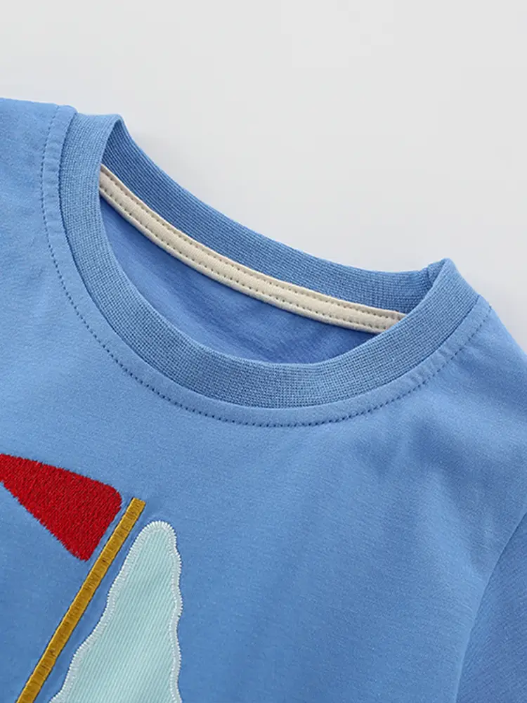 Malwee Boys Blue Sailboat T-Shirt Striped Shorts Set