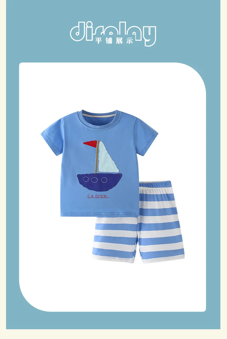 Malwee Boys Blue Sailboat T-Shirt Striped Shorts Set — feature 10