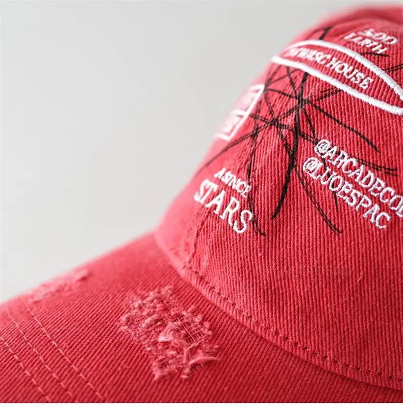 Red American Letter Embroidered Baseball Cap for Men Women — feature 10