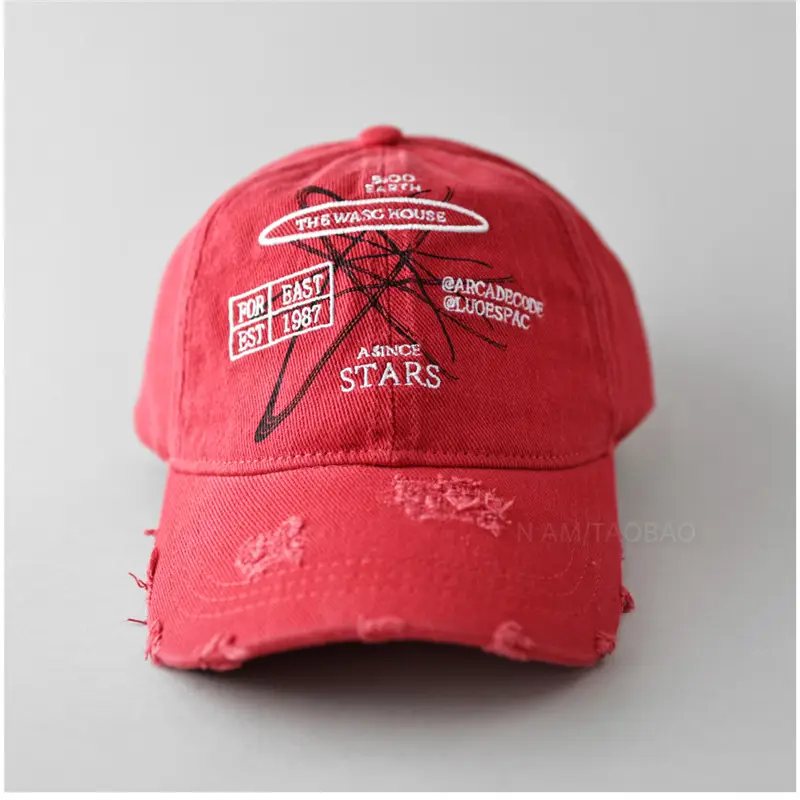 Red American Letter Embroidered Baseball Cap for Men Women - Image 2