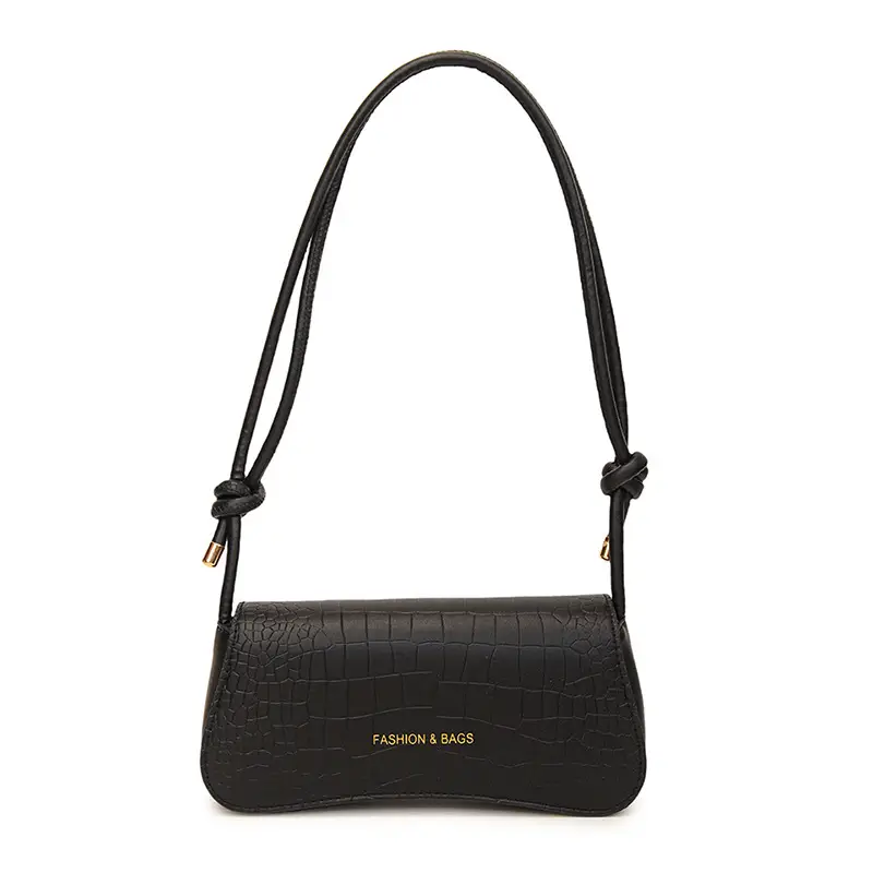 White Croc Texture Shoulder Bag for Women - Image 10