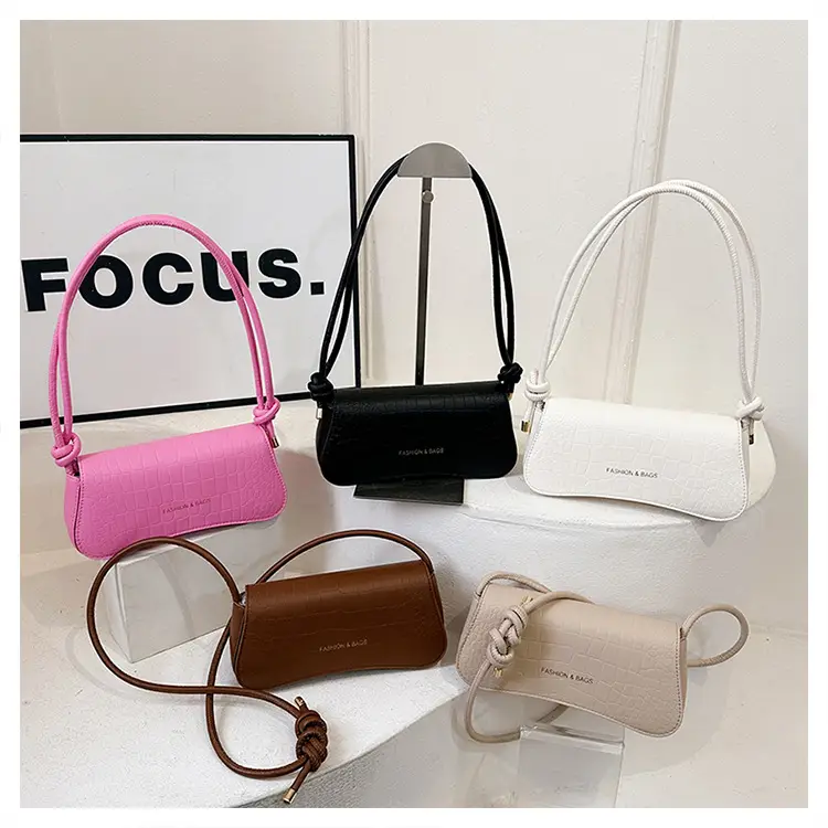 White Croc Texture Shoulder Bag for Women — feature 28