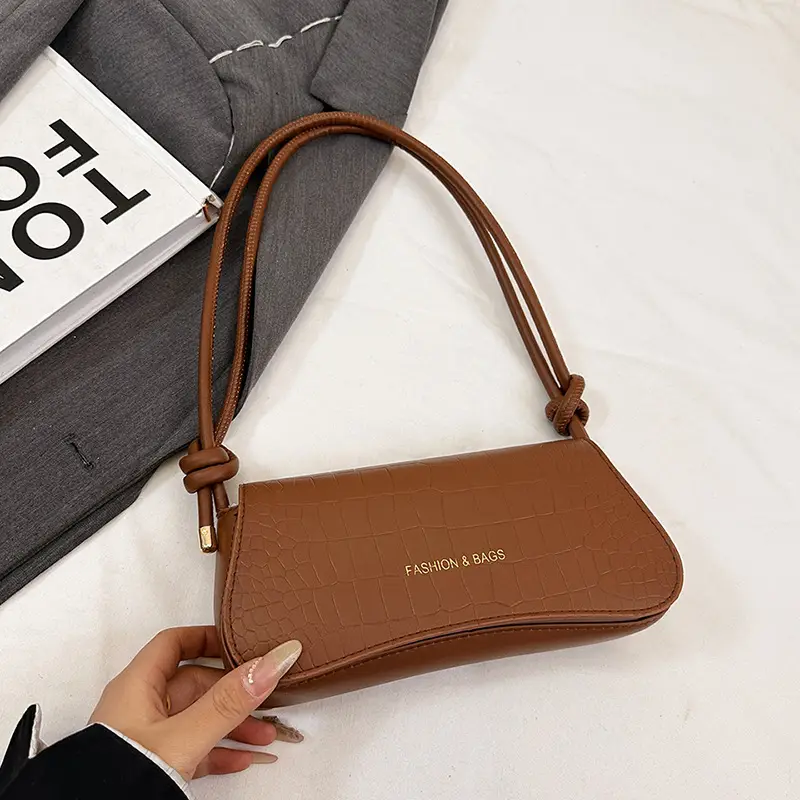 White Croc Texture Shoulder Bag for Women - Image 4