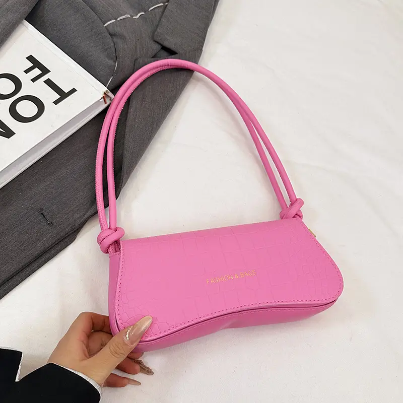 White Croc Texture Shoulder Bag for Women - Image 5