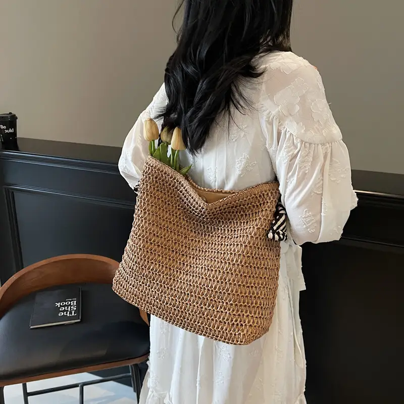Straw Woven One-shoulder Tote Bag for Women