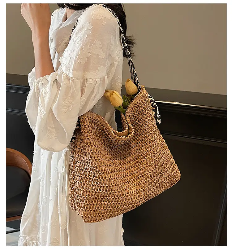 Straw Woven One-shoulder Tote Bag for Women — feature 2