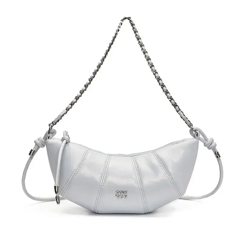 Women's Cream Leather Crossbody Bag with Lace Trim - Image 4
