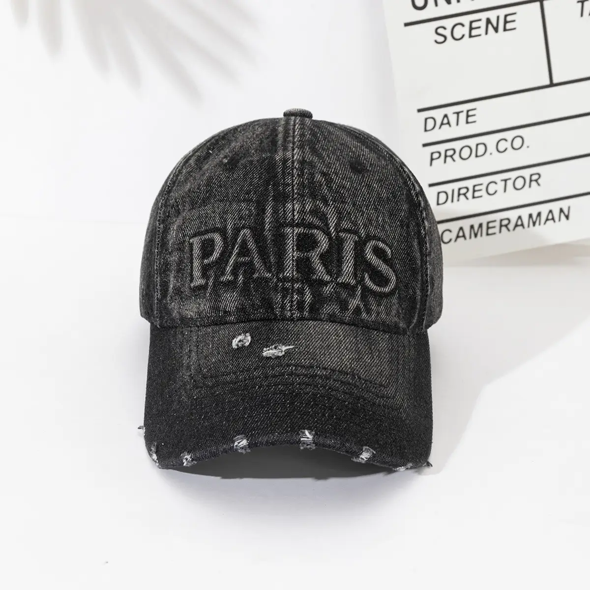 Vintage Denim Baseball Cap with Monogram Sun Hat for Men - Image 5