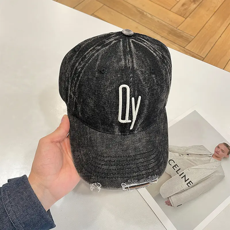 Vintage Denim Baseball Cap with Monogram Sun Hat for Men - Image 9