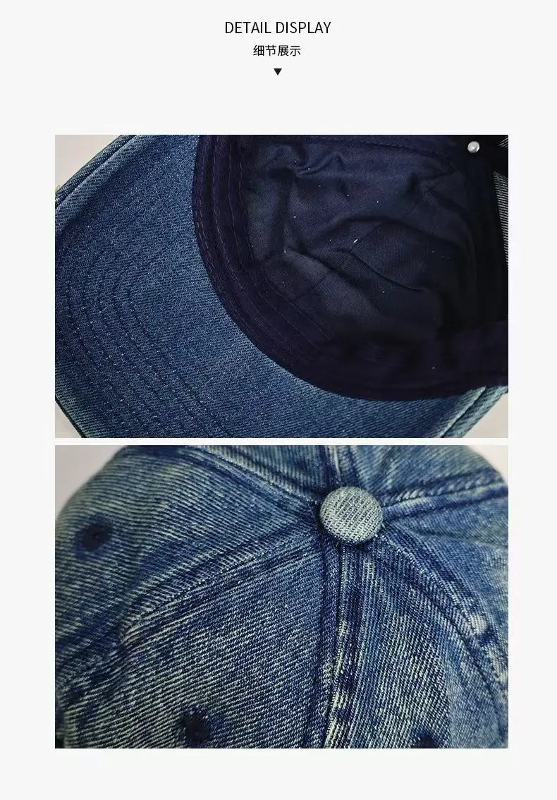 Vintage Denim Baseball Cap with Monogram Sun Hat for Men — feature 6