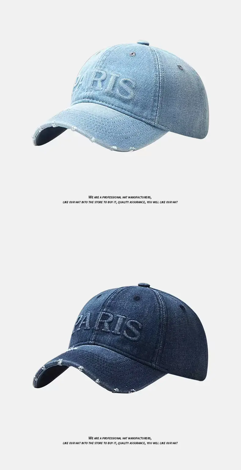 Vintage Denim Baseball Cap with Monogram Sun Hat for Men — feature 8