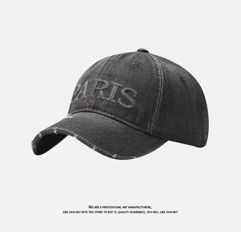 Vintage Denim Baseball Cap with Monogram Sun Hat for Men — feature 9