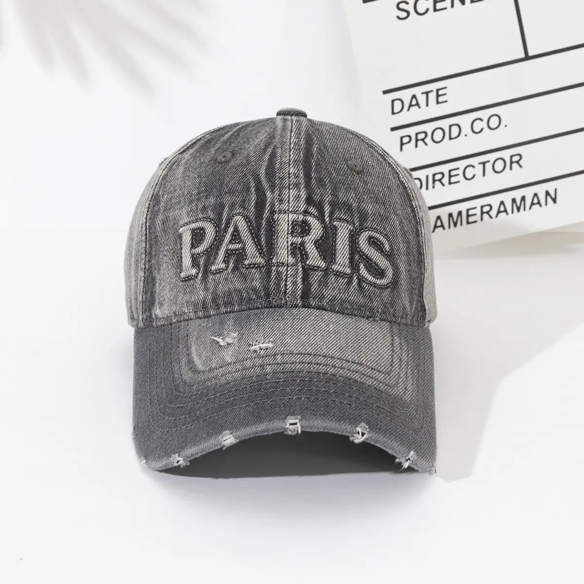 Vintage Denim Baseball Cap with Monogram Sun Hat for Men - Image 2