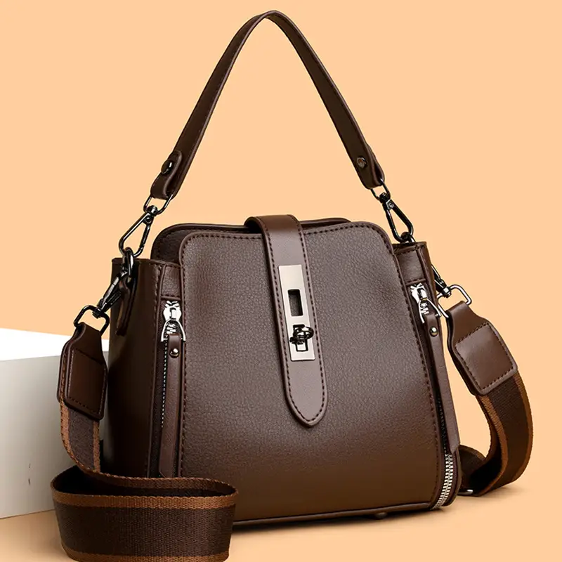 2026 Women's Black Leather Shoulder Crossbody Bag - Image 4