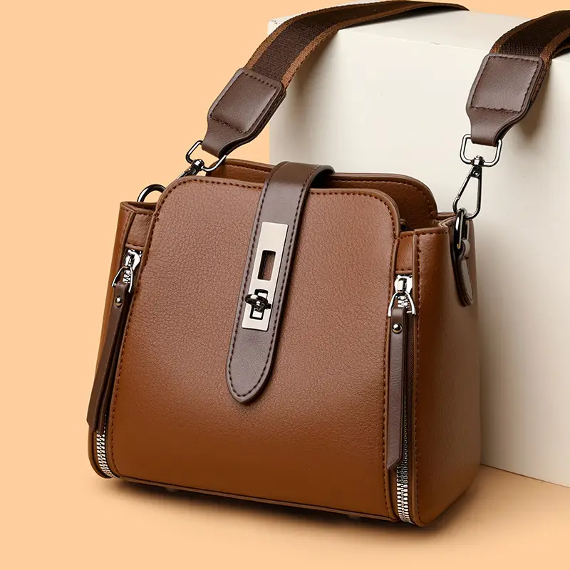 2026 Women's Black Leather Shoulder Crossbody Bag - Image 5