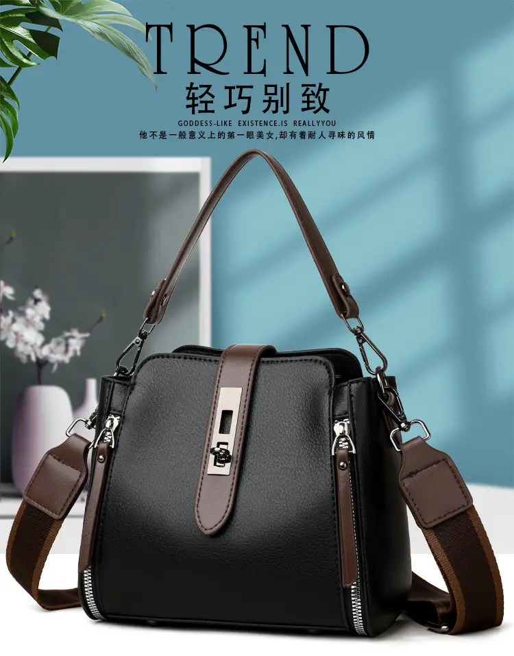 2026 Women's Black Leather Shoulder Crossbody Bag — feature 1