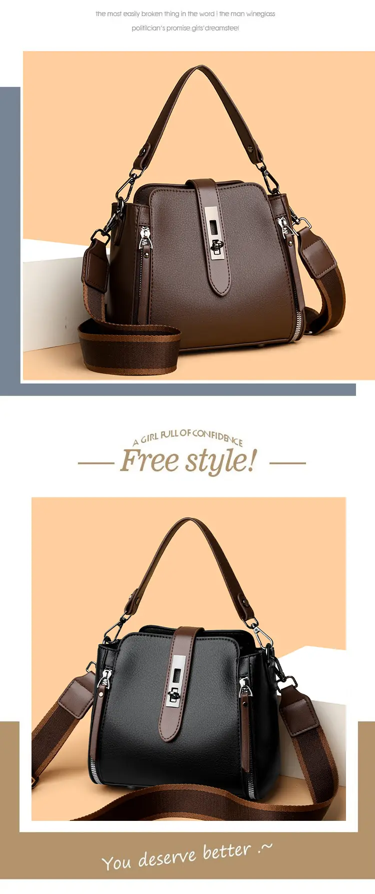 2026 Women's Black Leather Shoulder Crossbody Bag — feature 10