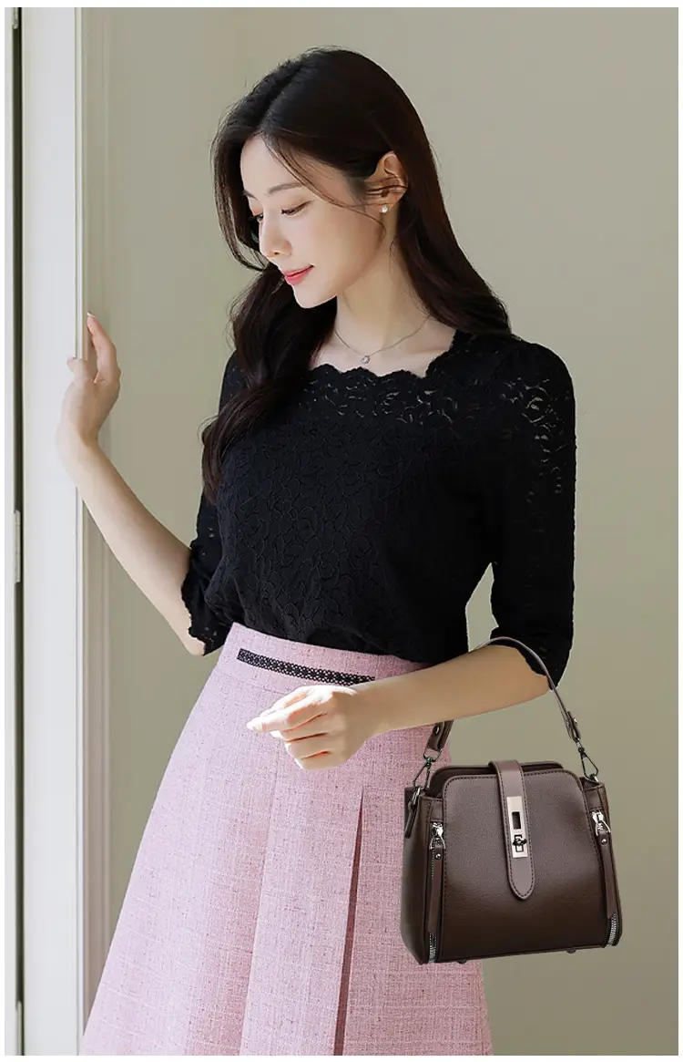 2026 Women's Black Leather Shoulder Crossbody Bag — feature 13