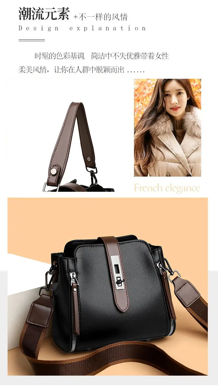 2026 Women's Black Leather Shoulder Crossbody Bag — feature 5