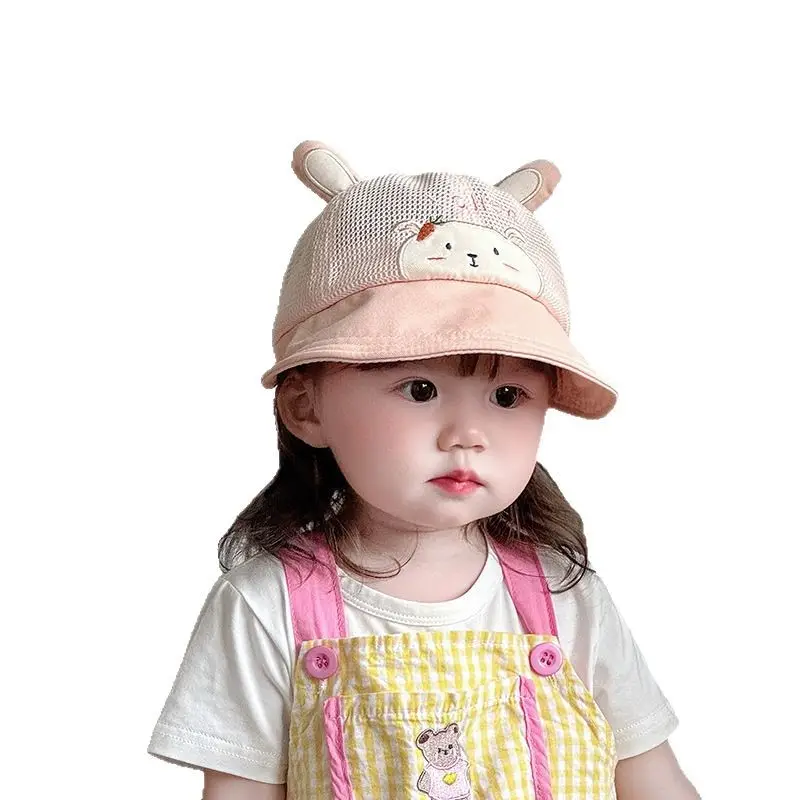 Baby's Cute Cat Ear Mesh Hat Pink Travel Sunshade - Image 5