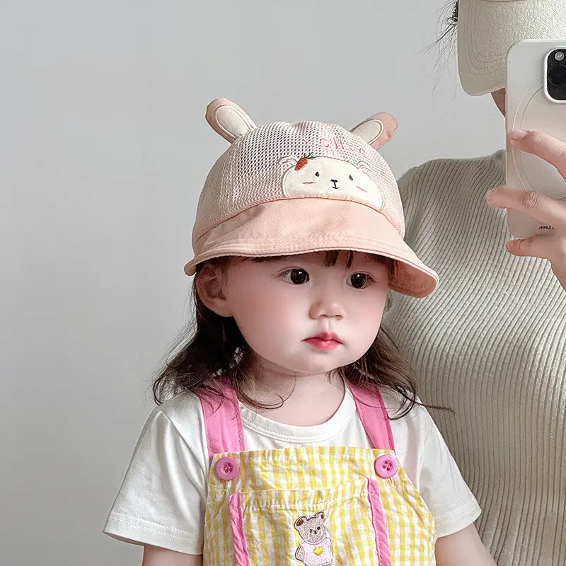 Baby's Cute Cat Ear Mesh Hat Pink Travel Sunshade — feature 1