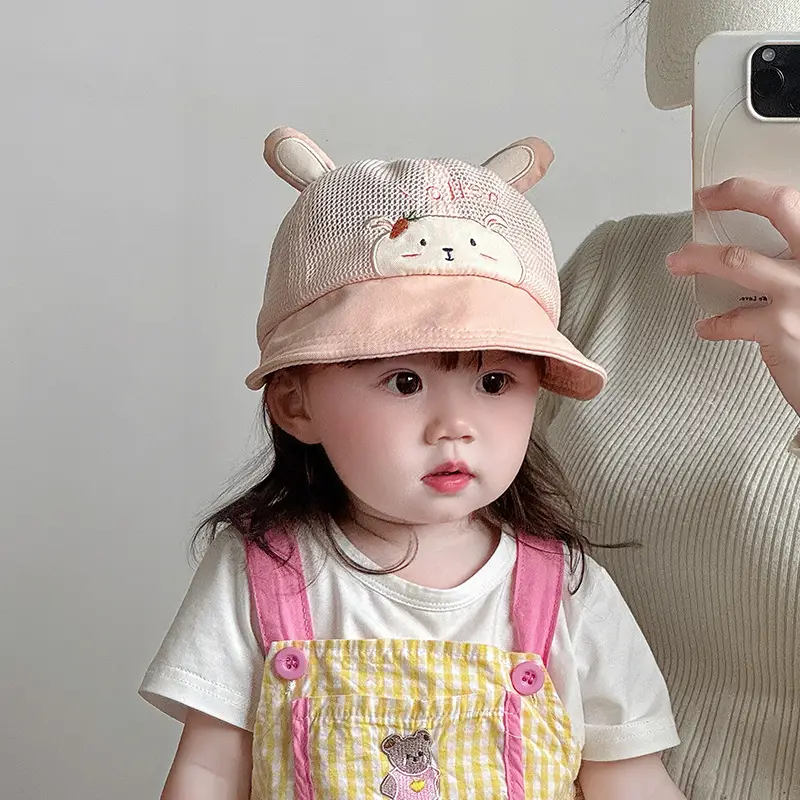 Baby's Cute Cat Ear Mesh Hat Pink Travel Sunshade — feature 2